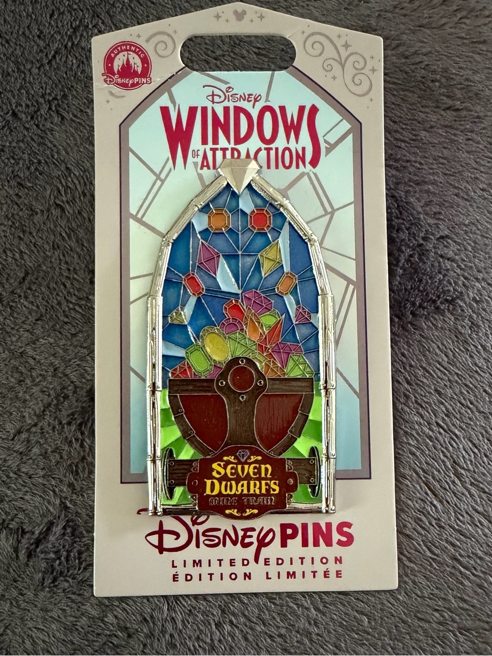 Disney Windows of Attraction Seven Dwarfs Stained Glass‎ Pin - Multi